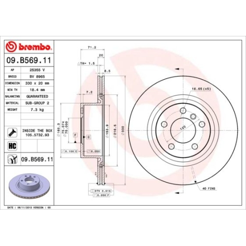 09.B569.11 BREMSSCHEIBE BREMBO HA  VP2 - ATU