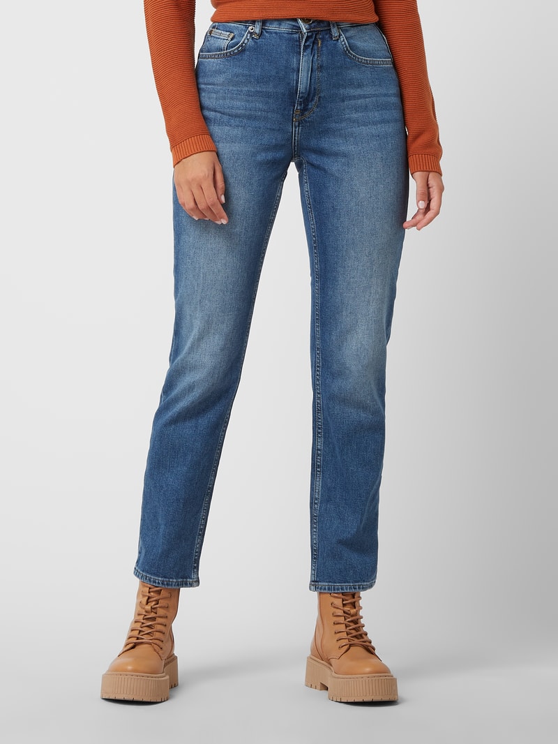 Straight Fit High Waist Jeans mit Stretch-Anteil Modell 'Luisa' in blau