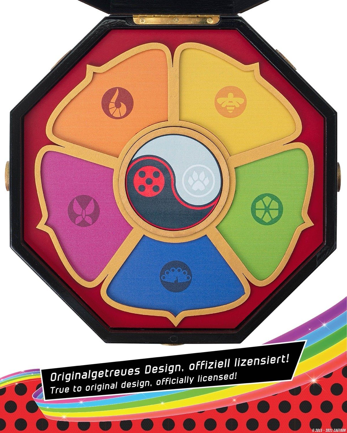 Corimori Spielzeugtruhe Miraculous Ladybug Schatulle aus Holz original, offiziell lizensiert, Master Fu Miracle Box 26cm