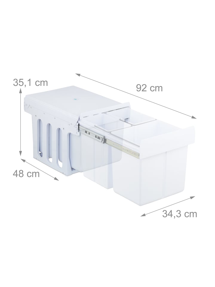 relaxdays Einbaumülleimer in Weiß - 1 x 15 L   2 x 8 L günstig kaufen onesize
