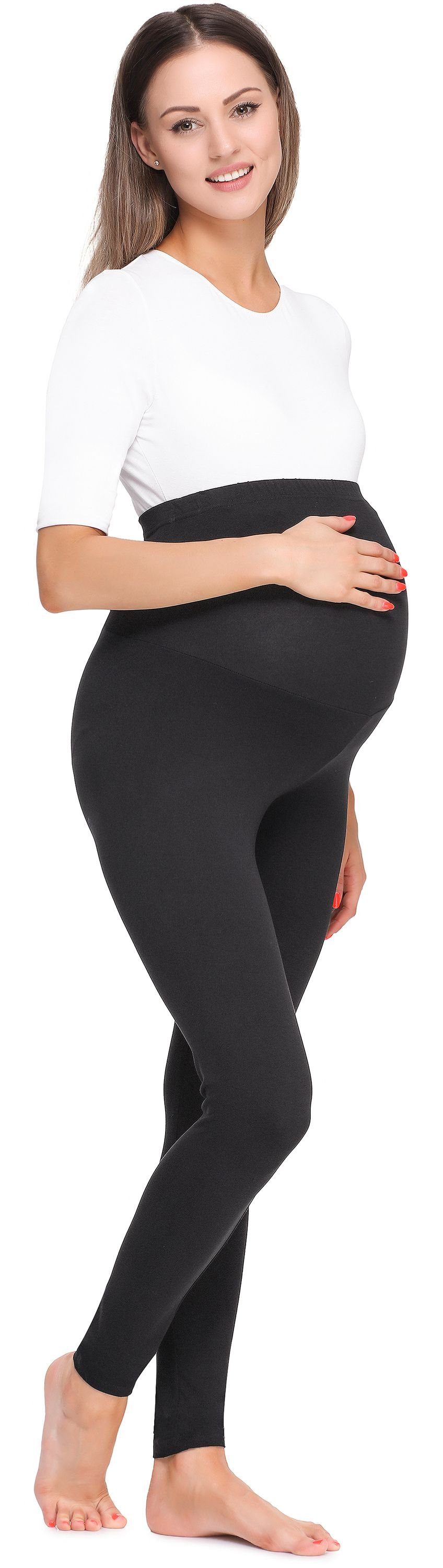 Be Mammy Umstandsleggings Damen Lange Umstandsleggings BE20-257 (1-tlg) elastischer Bund