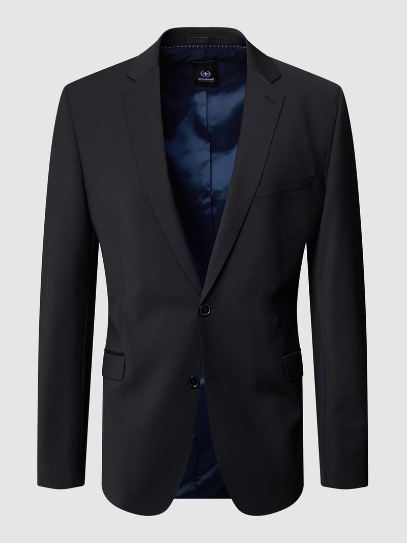 Slim Fit 2-Knopf-Sakko mit fallendem Revers 'Flex Cross' in schwarz
