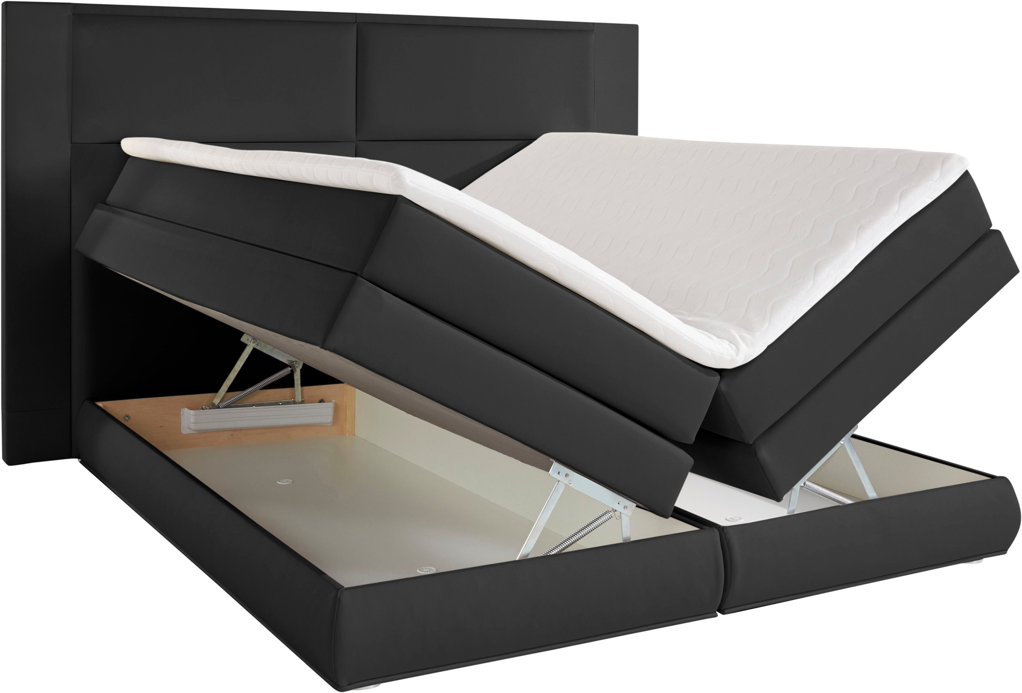 COLLECTION AB Boxspringbett Copenhagen, inklusive Bettkasten, Topper, wahlweise mit LED-Beleuchtung