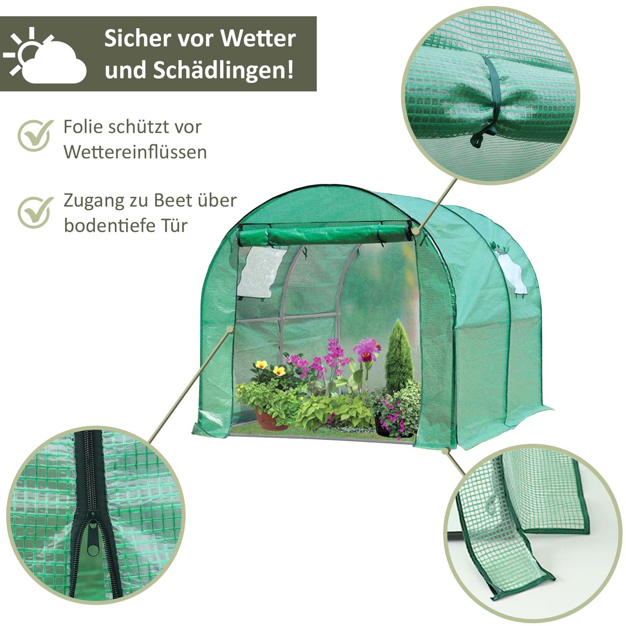 Lemodo Robustes Foliengewächshaus mit 2 Fenstern