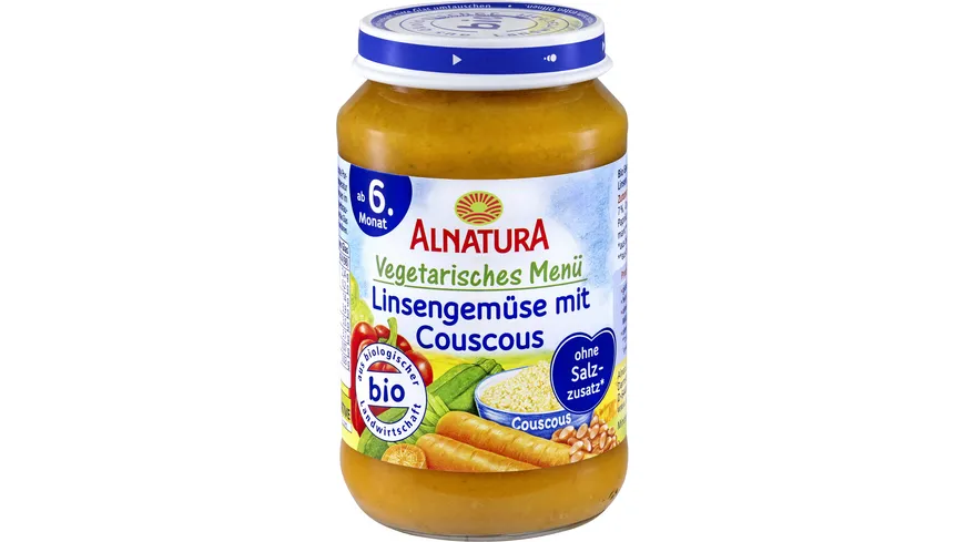 Alnatura Bio Linsengemüse mit Couscous, Babygläschen (ab 6. Mon.) 190 g