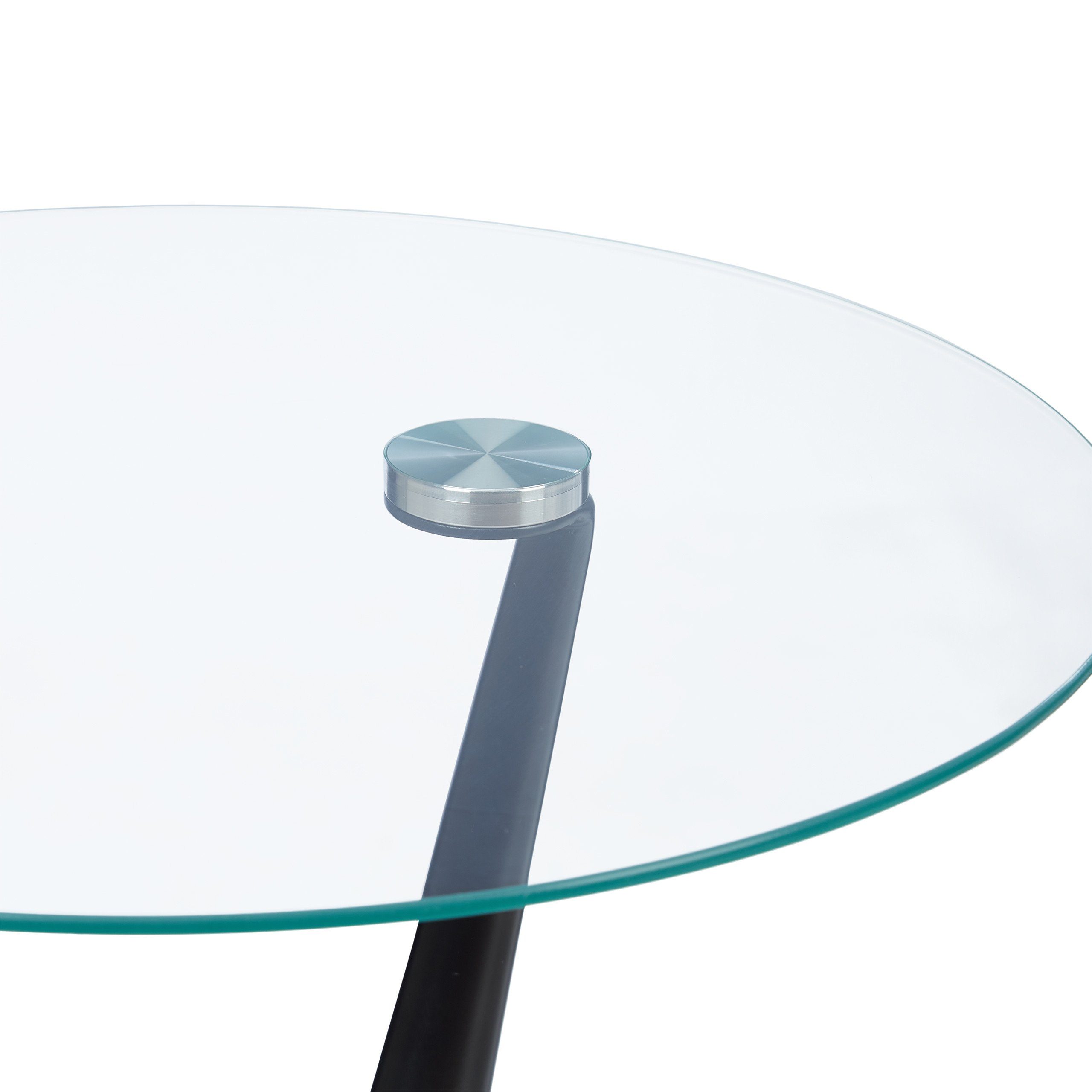 relaxdays Beistelltisch Schwarzer Beistelltisch aus Glas