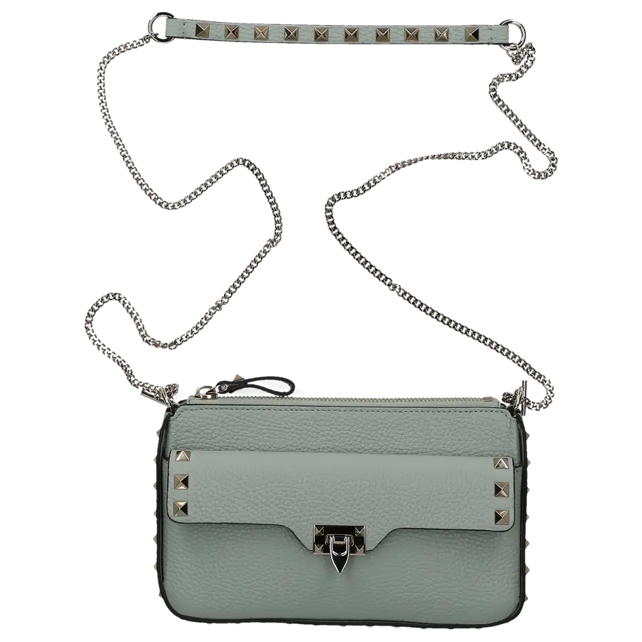 Valentino Garavani - Schultertasche ROCKSTUD CHAIN Kalbsleder - grün
