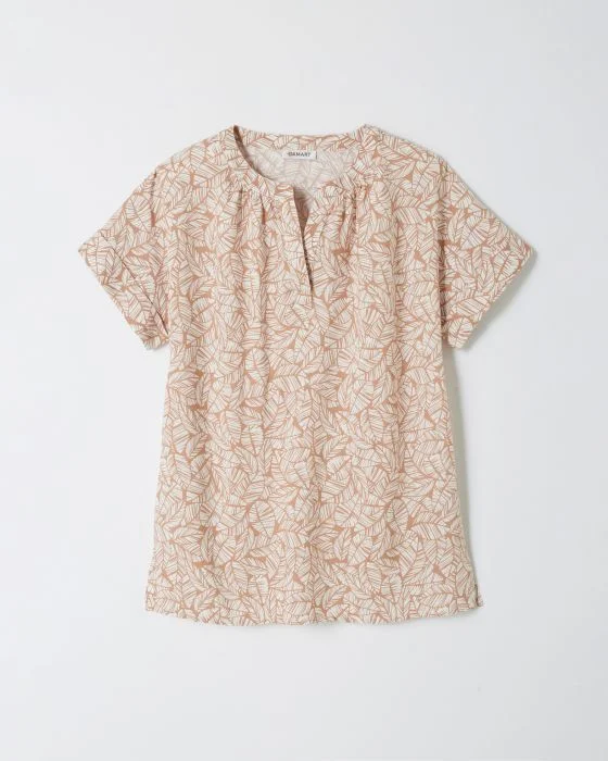 Blouse imprimée col tunisien