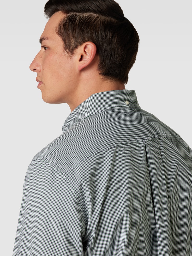 Regular Fit Freizeithemd mit Label-Stitching Modell 'POPLIN' in grün