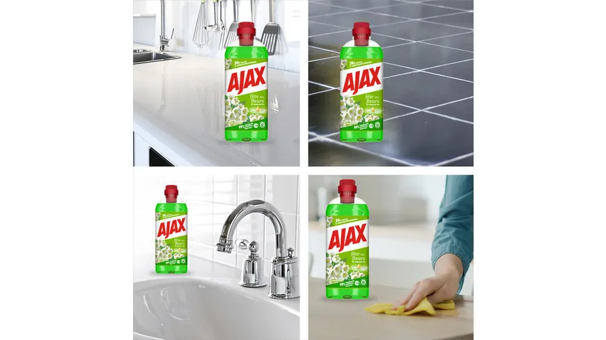 Ajax Allzweckreiniger Frühlingsblumen -  Multi-Oberflächen-Reiniger mit ätherischen Ölen für 24h natürliche Frische 1 l