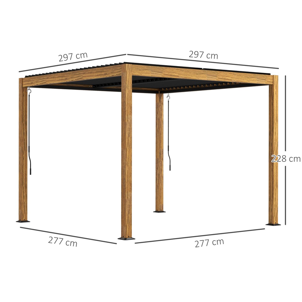 Outsunny Pergola ca.3 x 3 m Pavillon Gartenpavillon für Balkon Alu