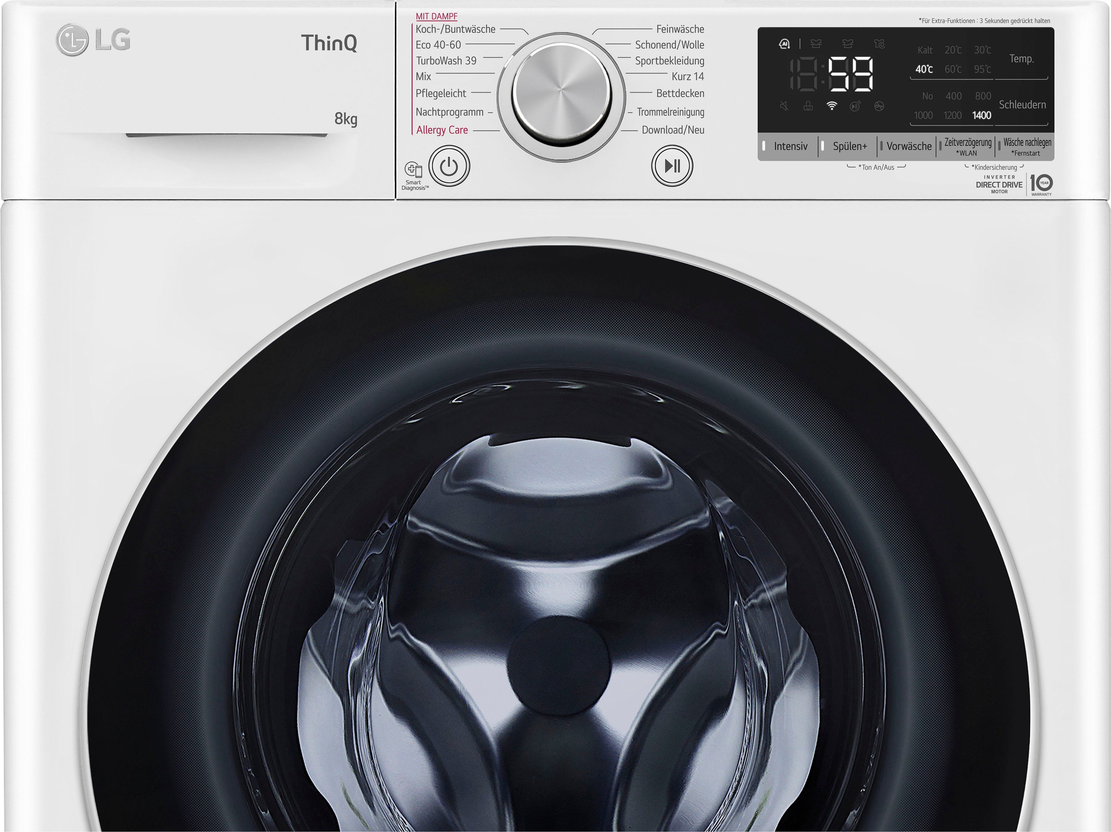 LG Waschmaschine F4WV7081, 8 kg, 1400 U/min