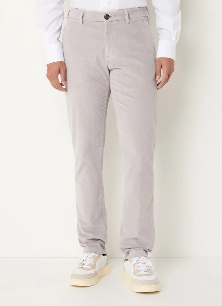 Pantaloni chino din catifea reiată, cu croială dreaptă și buzunare laterale, Boggi Milano