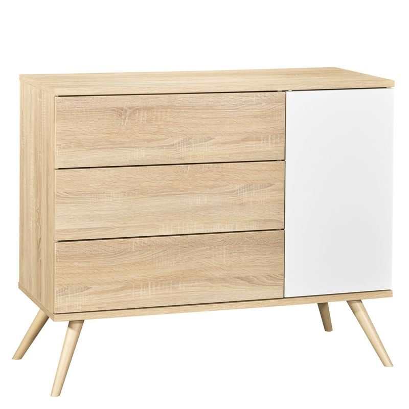 Commode 1 porte et 3 tiroirs Seventies