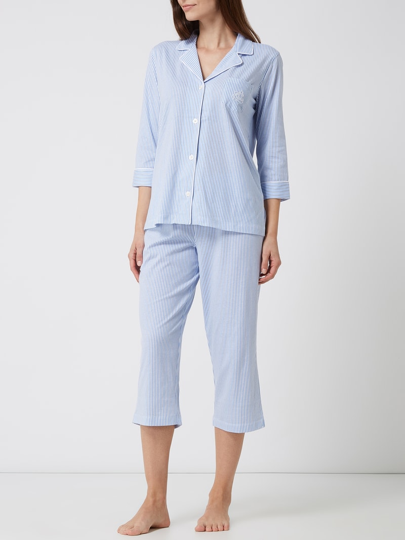 Pyjama mit Streifenmuster in blau