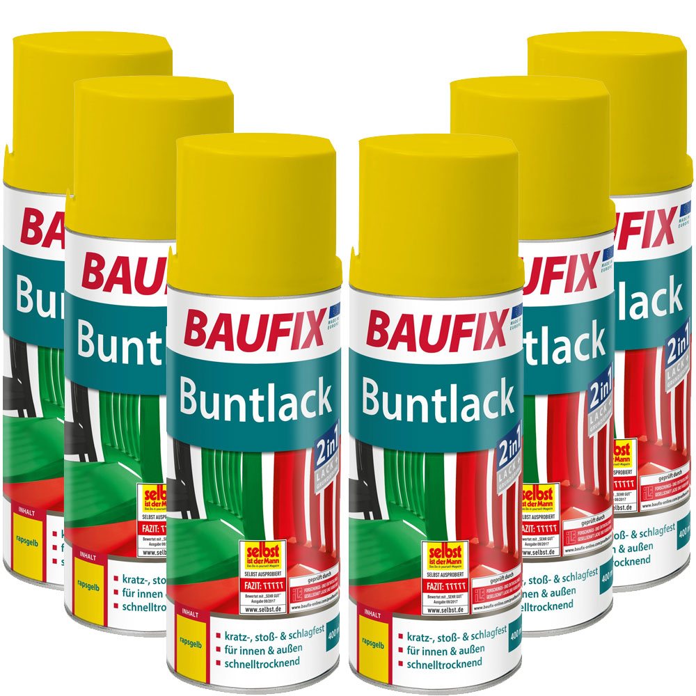 Baufix Buntlack Spray rapsgelb 6x 400ml
