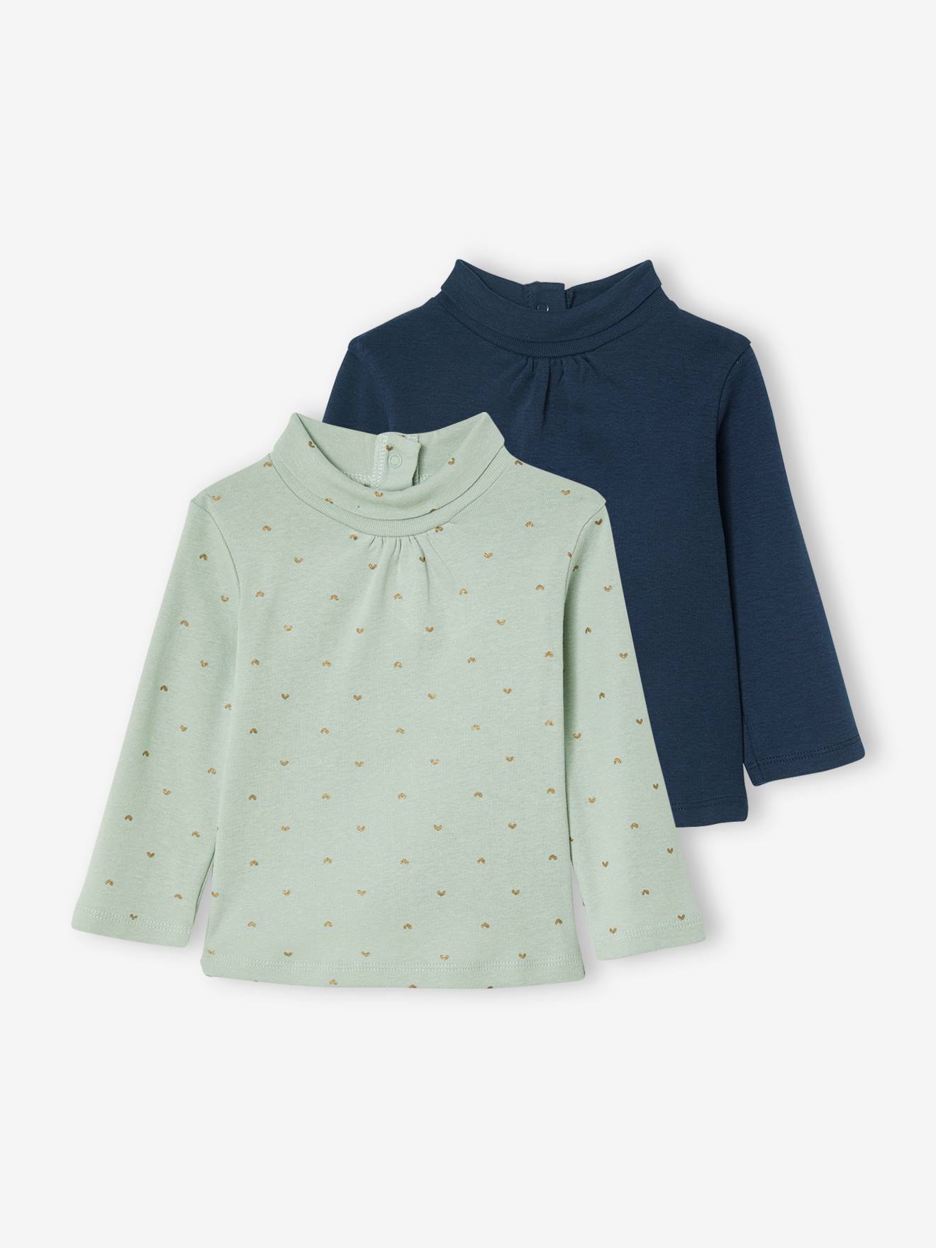 Lot de 2 sous-pulls bébé fille BASICS lot vert