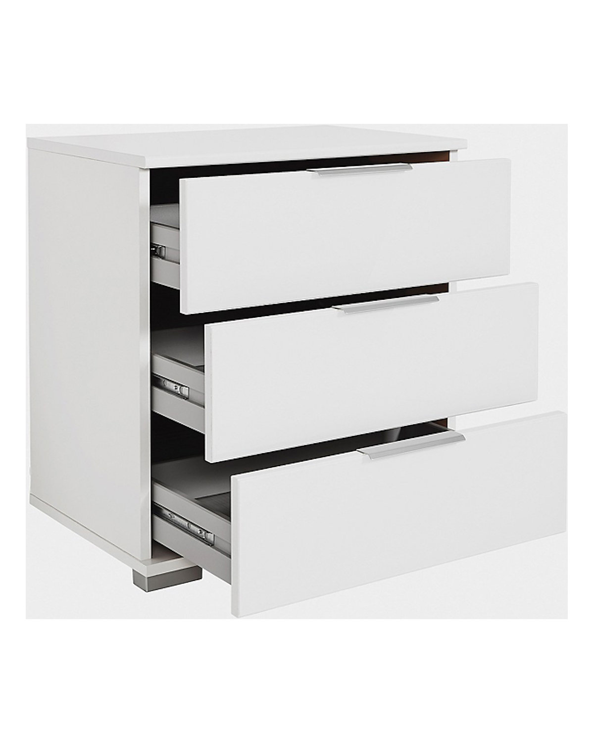 Nachtkommode Easy Plus 52x38x56cm Nachtschrank weiß Front Weißglas