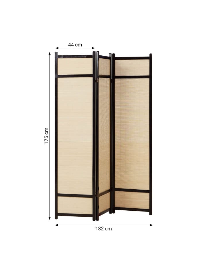 Homestyle4u 3-tlg. Paravent in Schwarz 132x175 günstig kaufen onesize