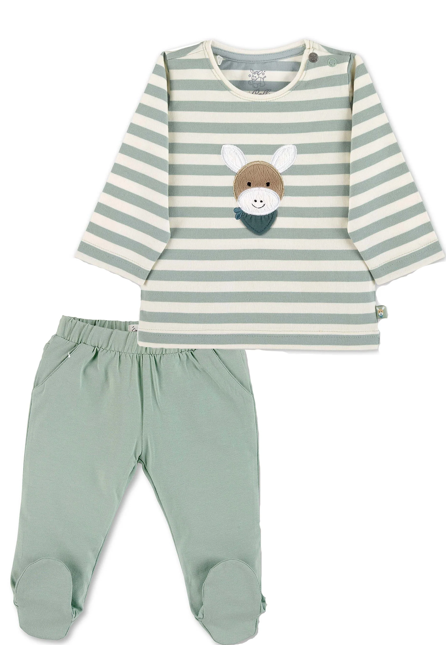 GOTS Set Langarm-Shirt u. Hose Esel Emmi, Jersey
