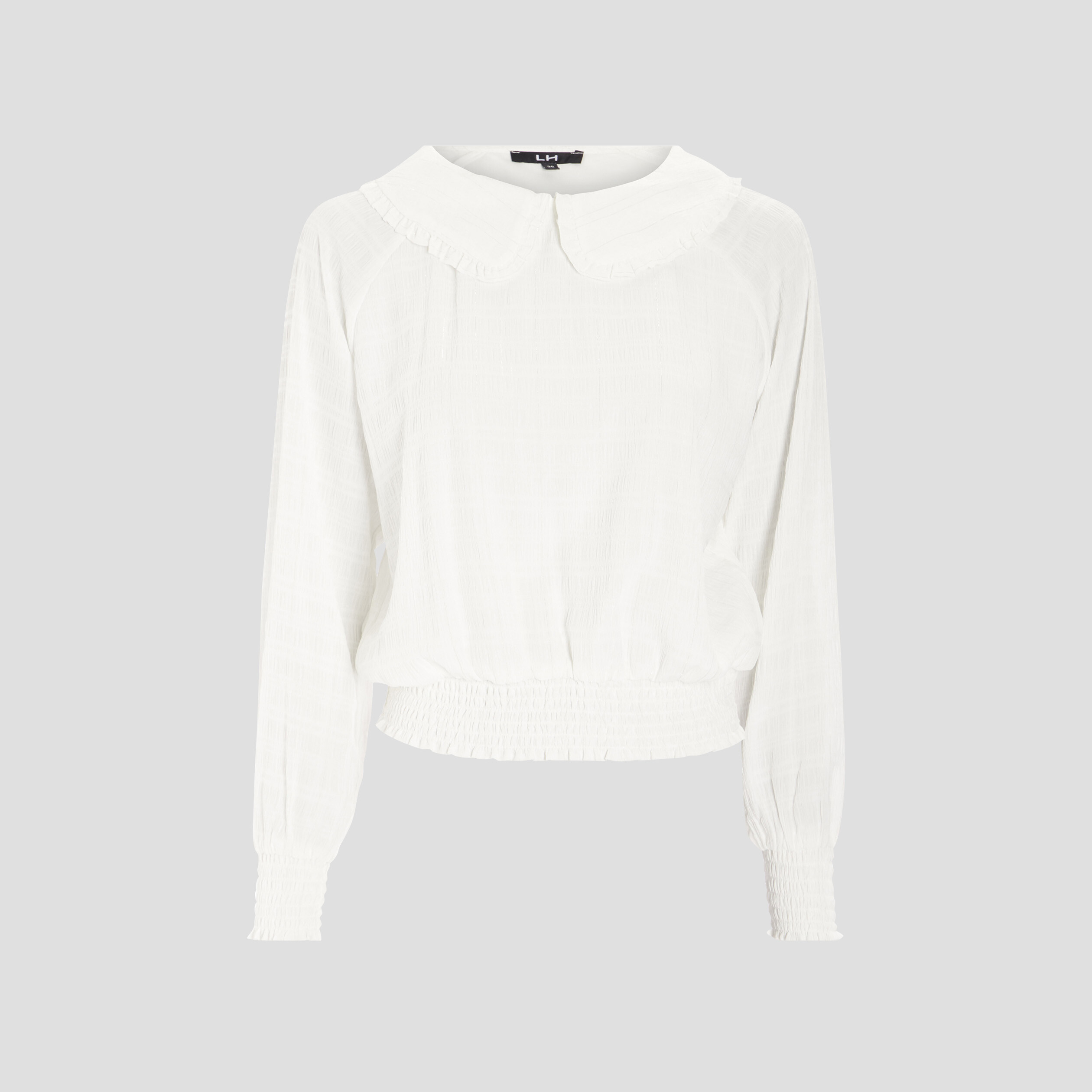Blouse smocké col claudine ivoire femme | La Halle
