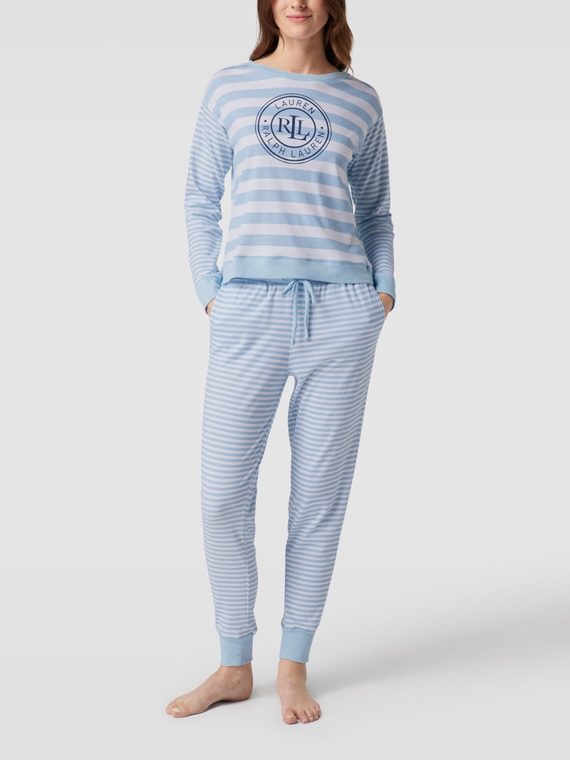 Pyjama mit Label-Print in blau