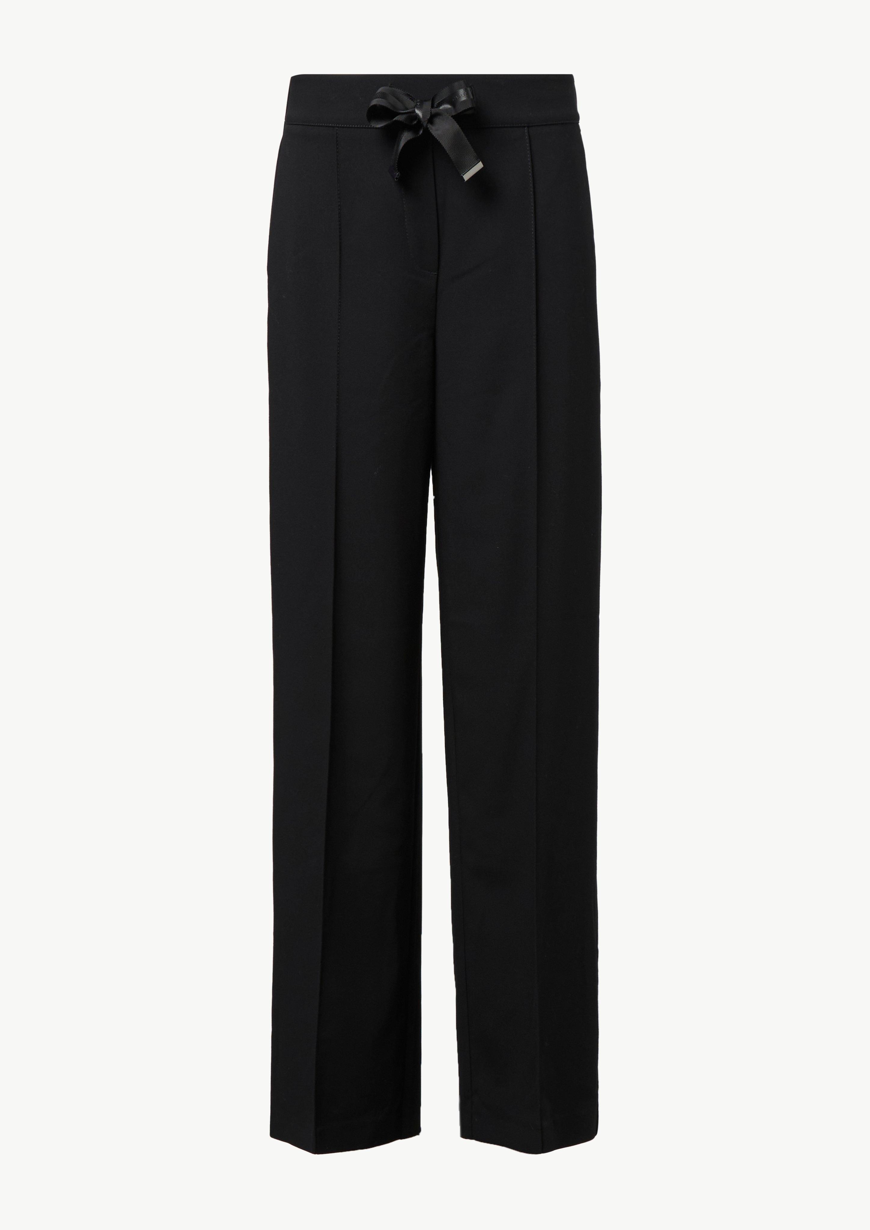 Elegante Stoffhose mit Bindeband - schwarz