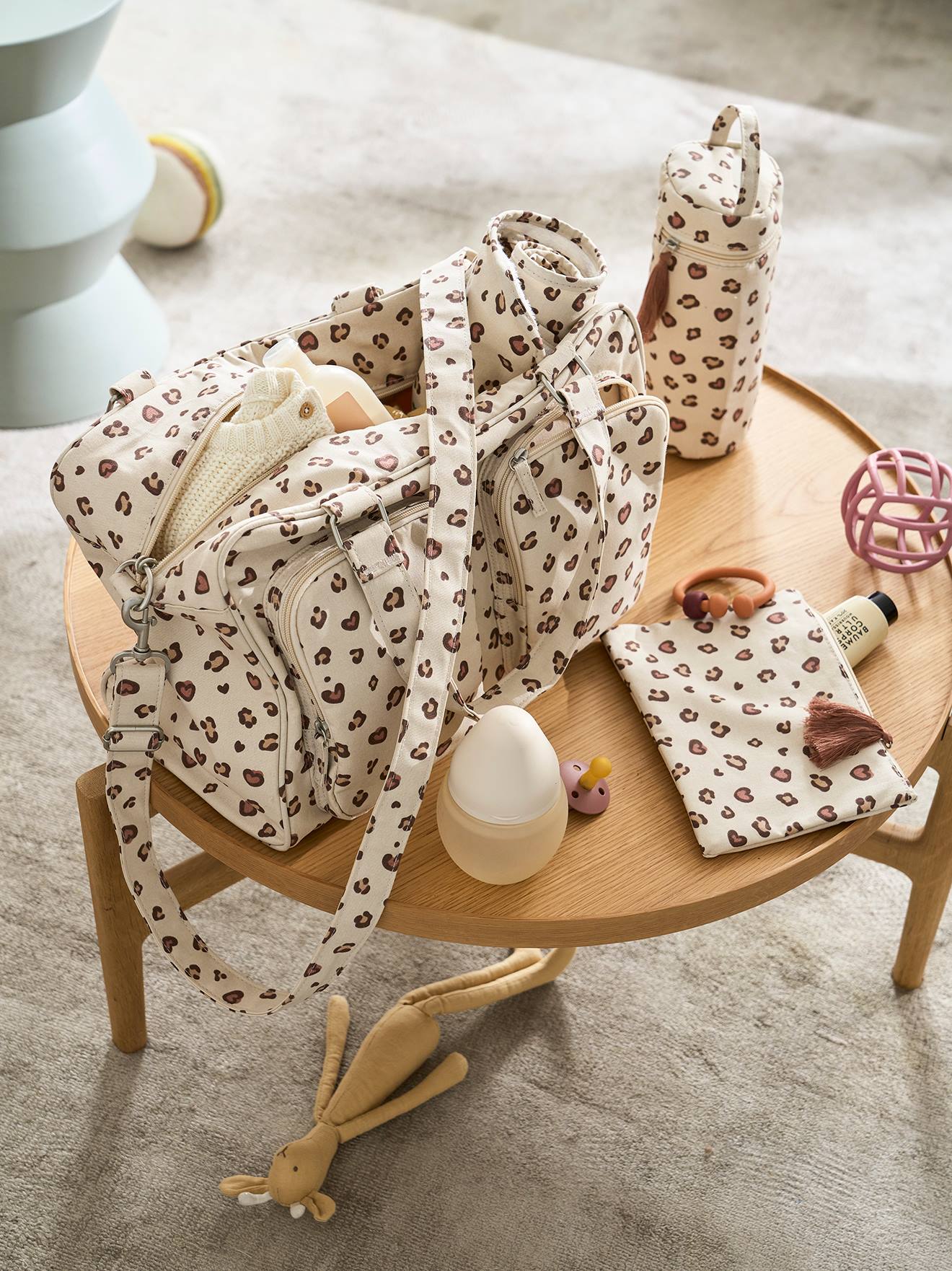 Vertbaudet Wickeltasche FAMILY, personalisierbar - sandfarben leoprint