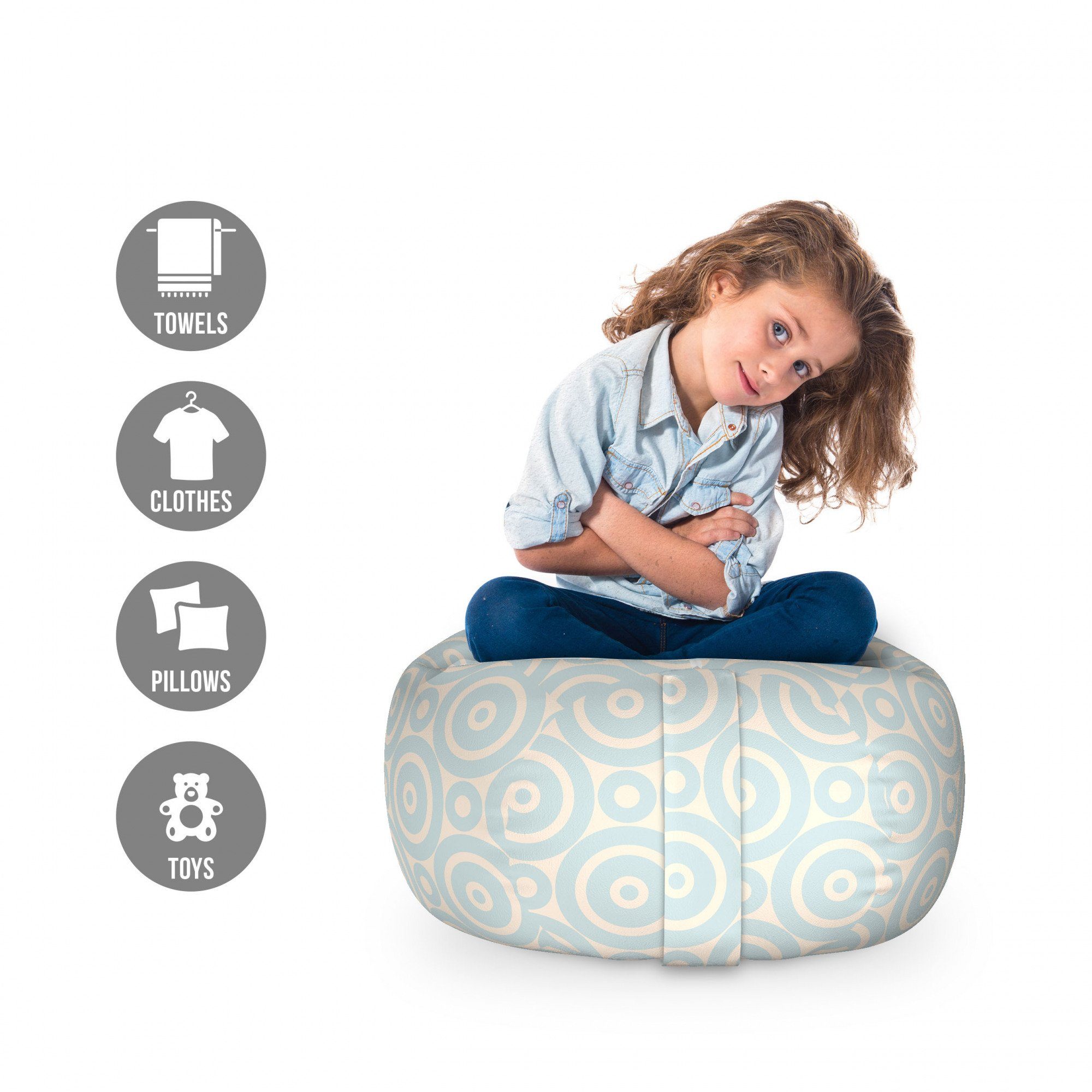 Abakuhaus Spielzeugtruhe Gefüllter Tier Organizer Waschbare Tasche für Kinder, Retro Circular Geometric Tile