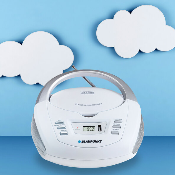 CD Boombox mit Radio und MP3, weiß