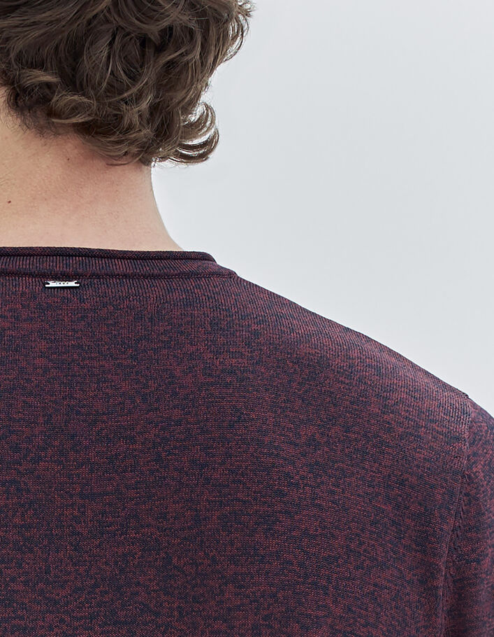 Pull burgundy tricot mouliné bicolore Homme
