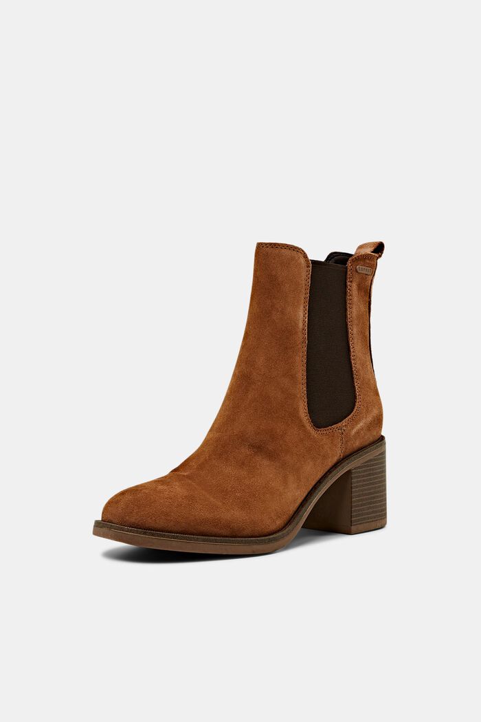 Rauleder-Boots mit Blockabsatz