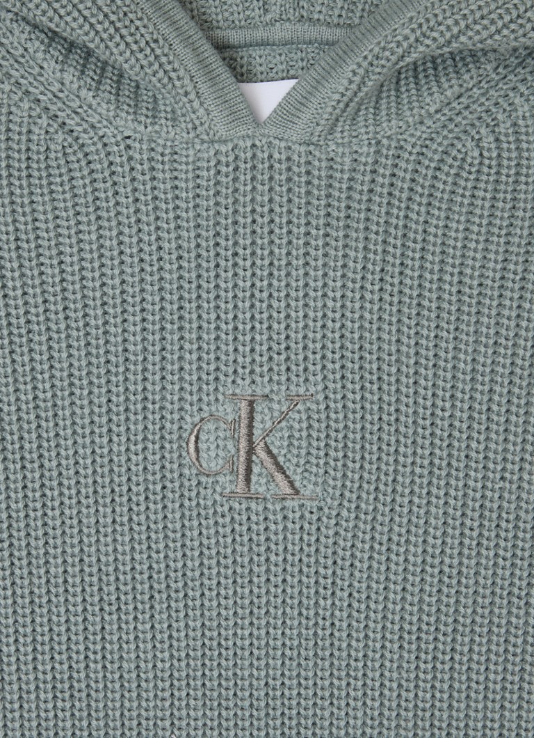 Calvin Klein grovstrikket hettegenser med logobroderi