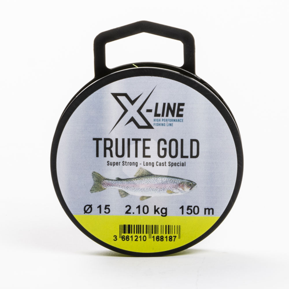 Fluorescējošs dzeltens neilona X-Line trout gold 150m