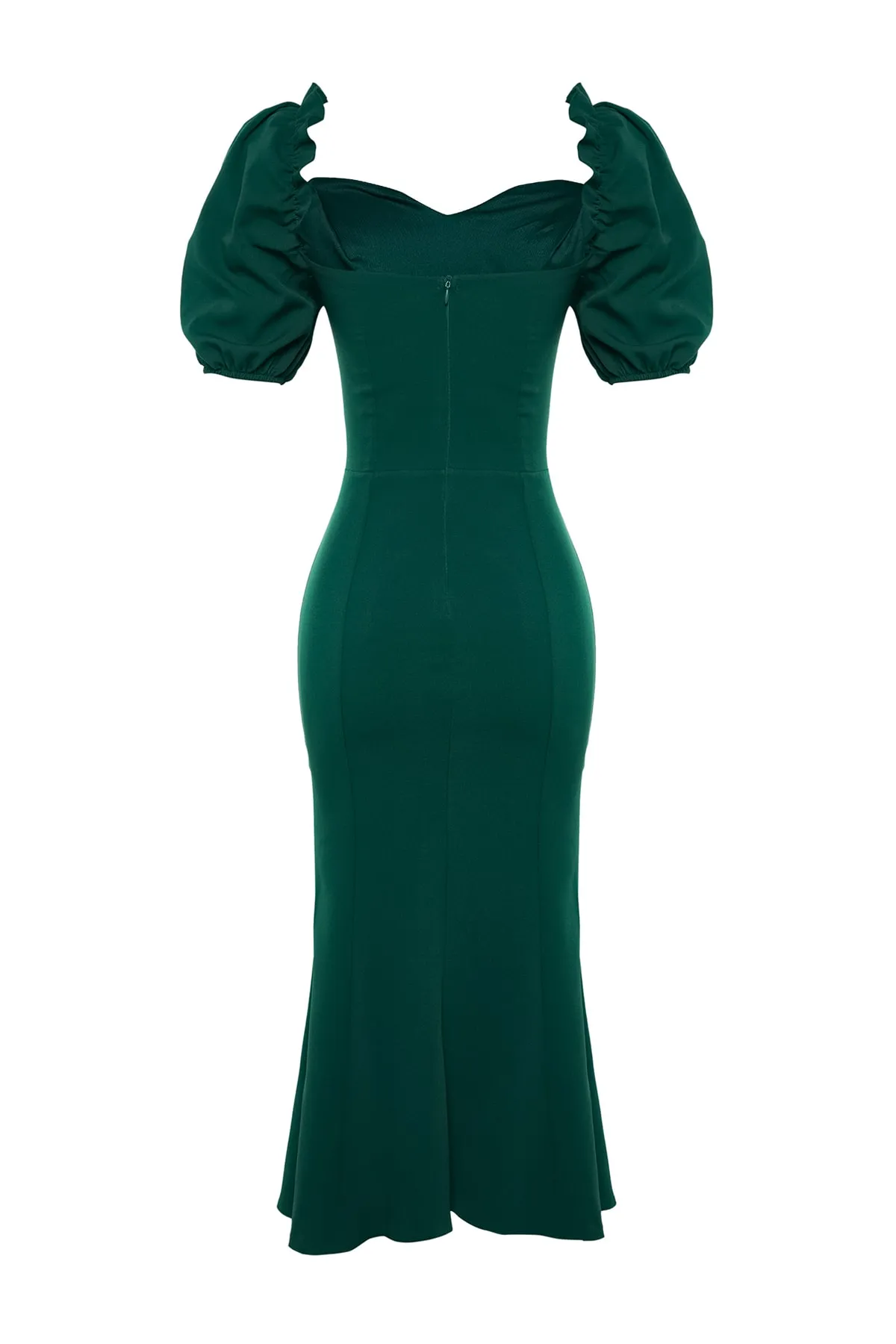 Trendyol Collection  Smaragdgrünes, gefüttertes, gewebtes Abendkleid TPRSS21EL0053