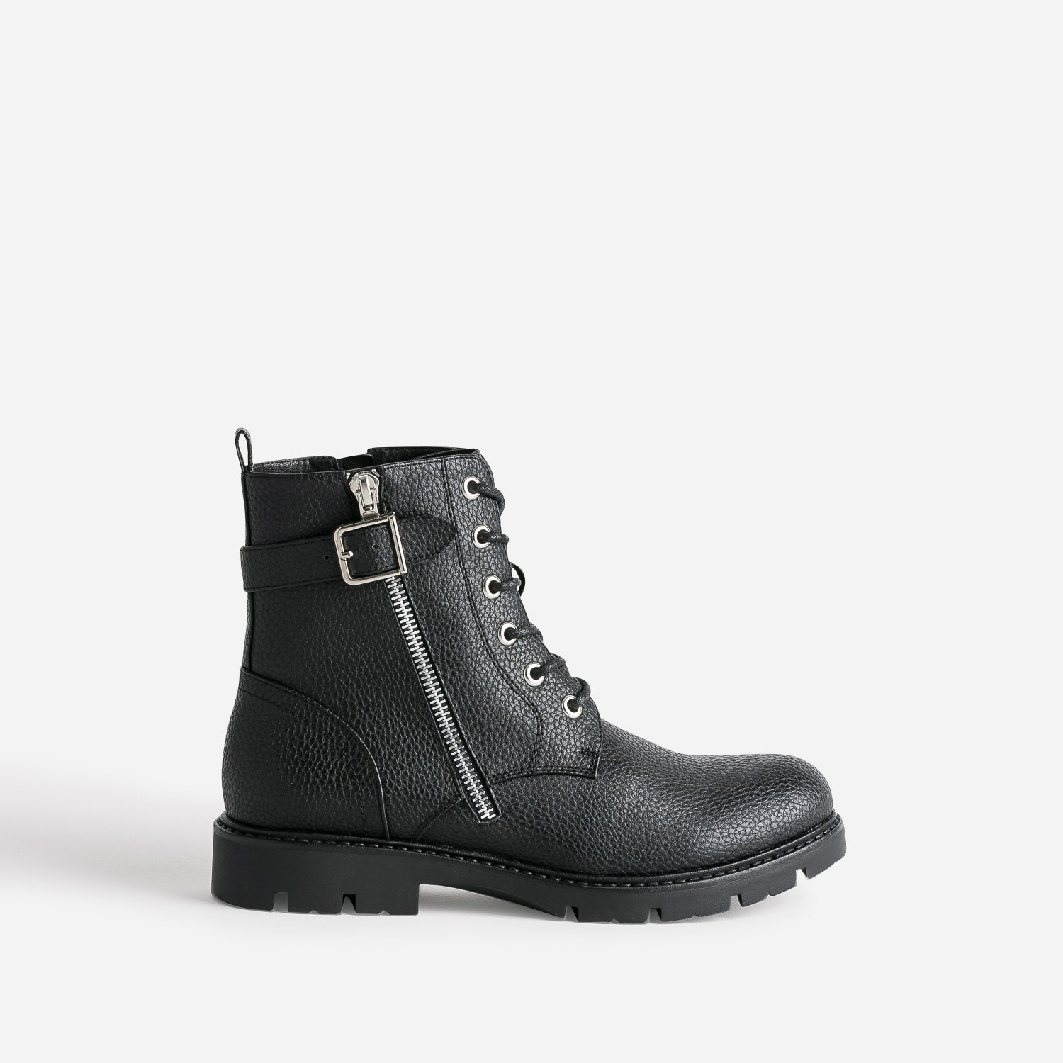 Boots à lacet BUGGY noir avec zip côté