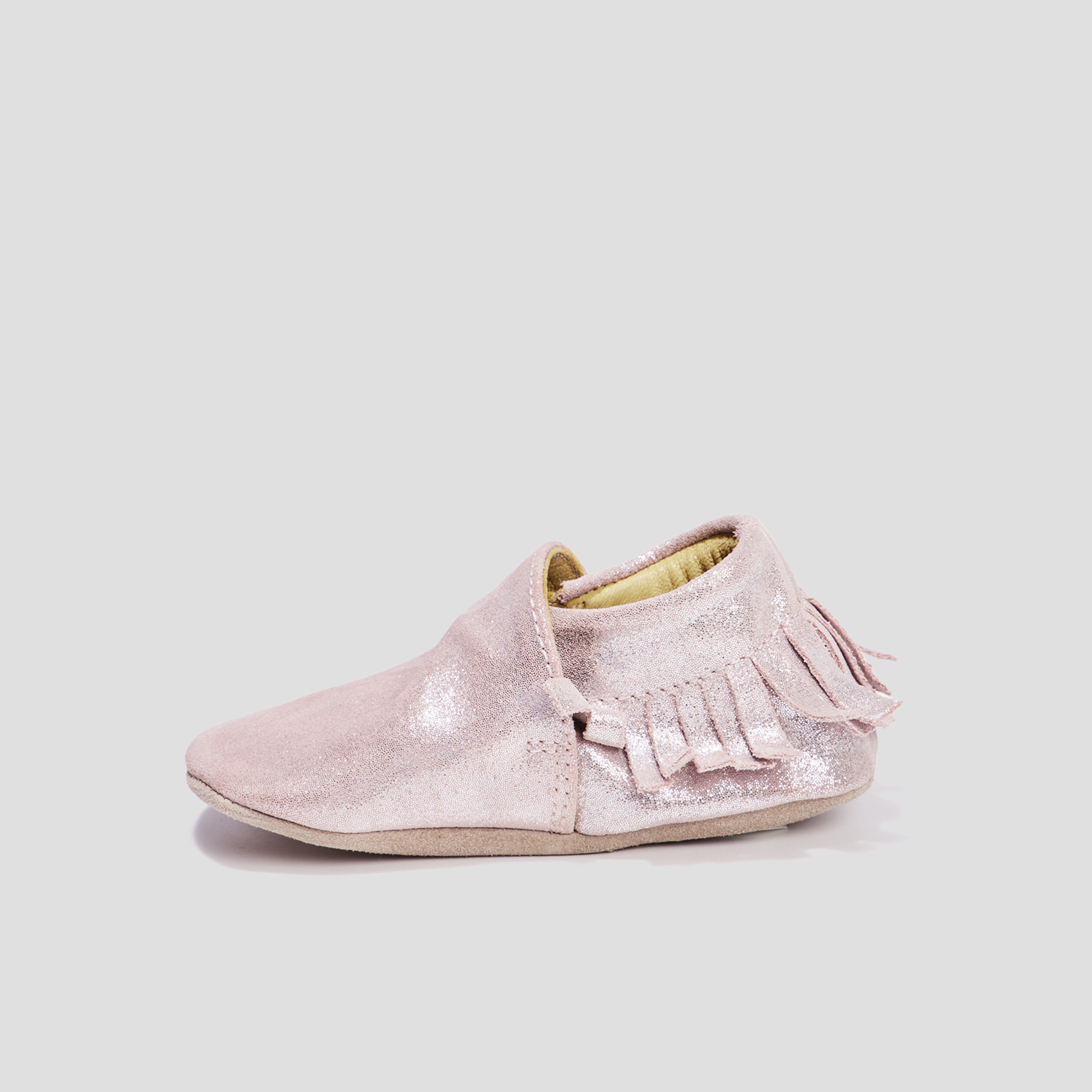 Bottons à franges en cuir jaune or bébé fille | La Halle