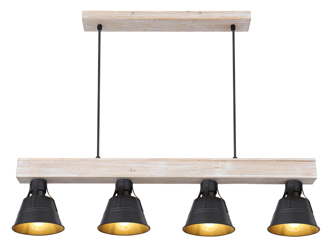 Globo Lighting - GÜNTHER - Hängeleuchte Holz naturfarben, 4x E27