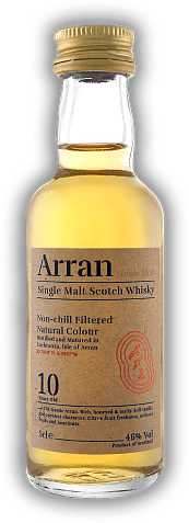 Arran 10 Years Single Island Malt Whisky 0,05 Liter Arran 10 Years Single Island Malt Whisky 0,05 Liter Er gleitet über die Zunge wie goldener Sirup. Alter 10 J. - 0,05	 Liter - Vol 46%
