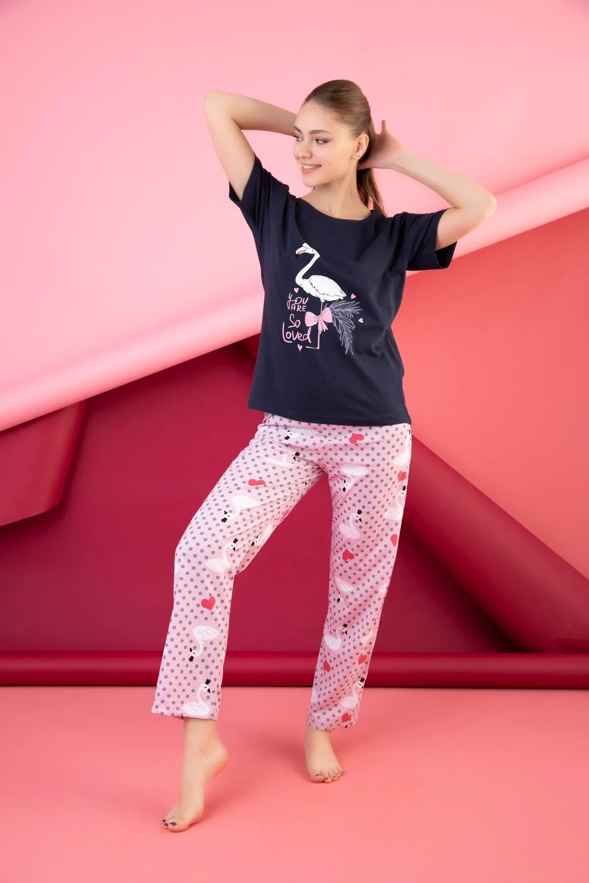 STRAWBERRY  BEDRUCKTES PYJAMA-SET AUS BAUMWOLLE