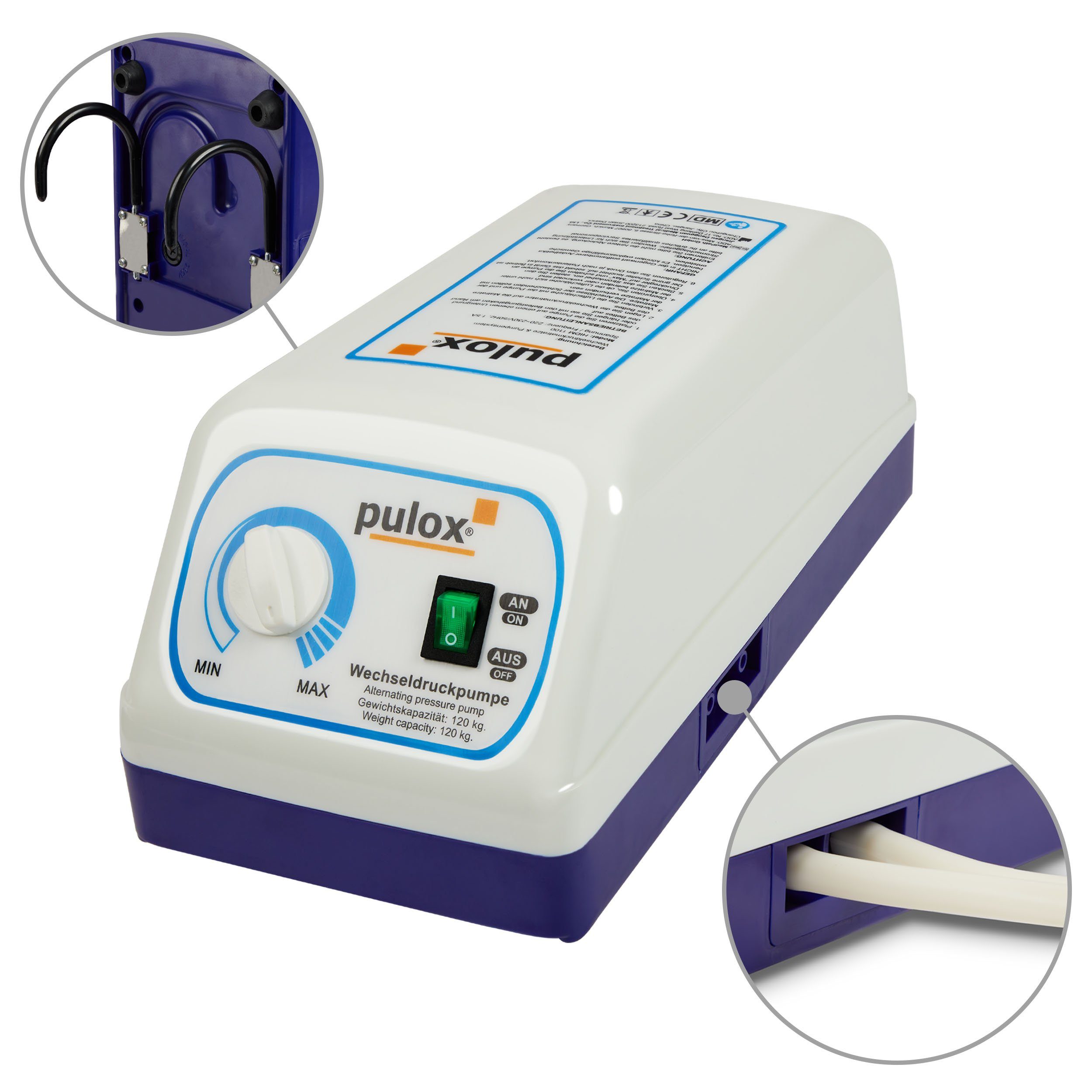 Matratzenauflage Antidekubitus / Wechseldruckmatratze - Auflagesystem mit Pumpe pulox