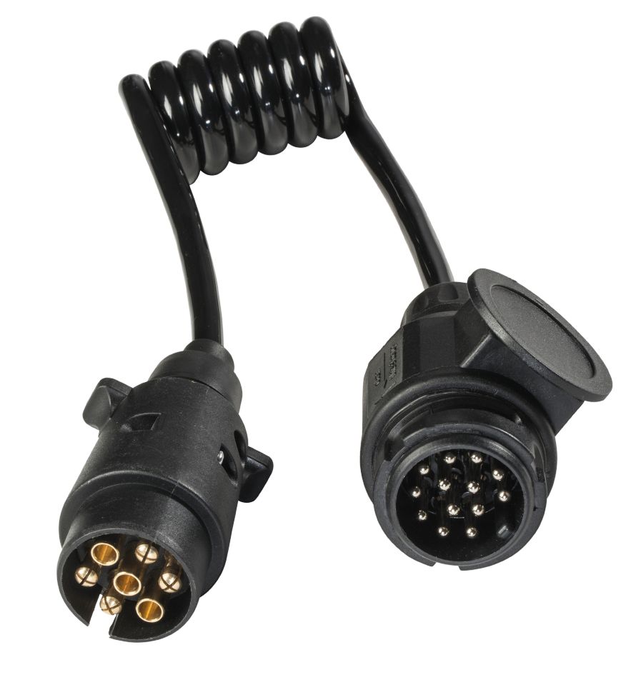 Câble adaptateur de camping Schwabe 61475 12 V IP44, prise véhicule 13 broches vers prise remorque 7 broches, 1 m