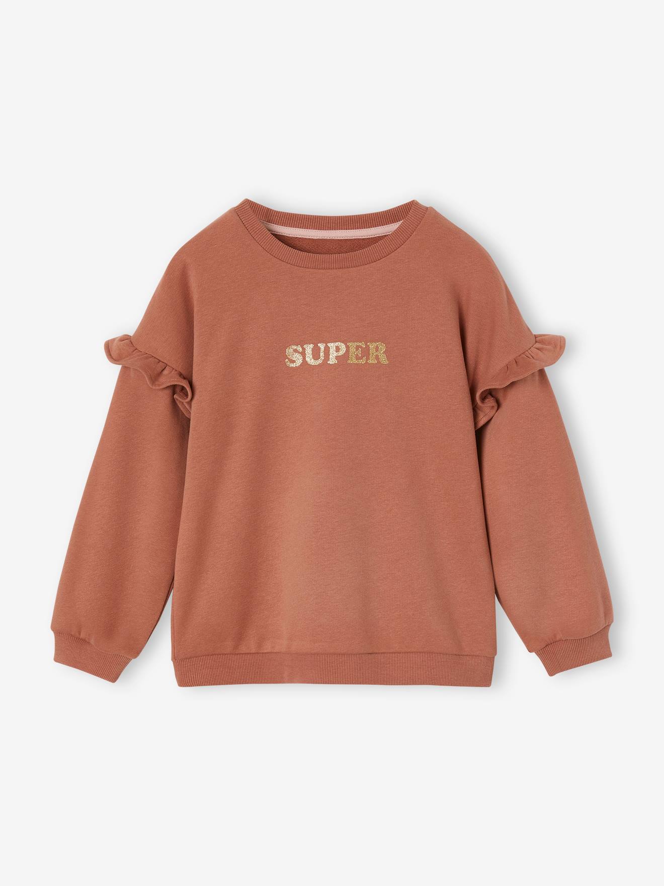Sweat à volants personnalisable fille pêche