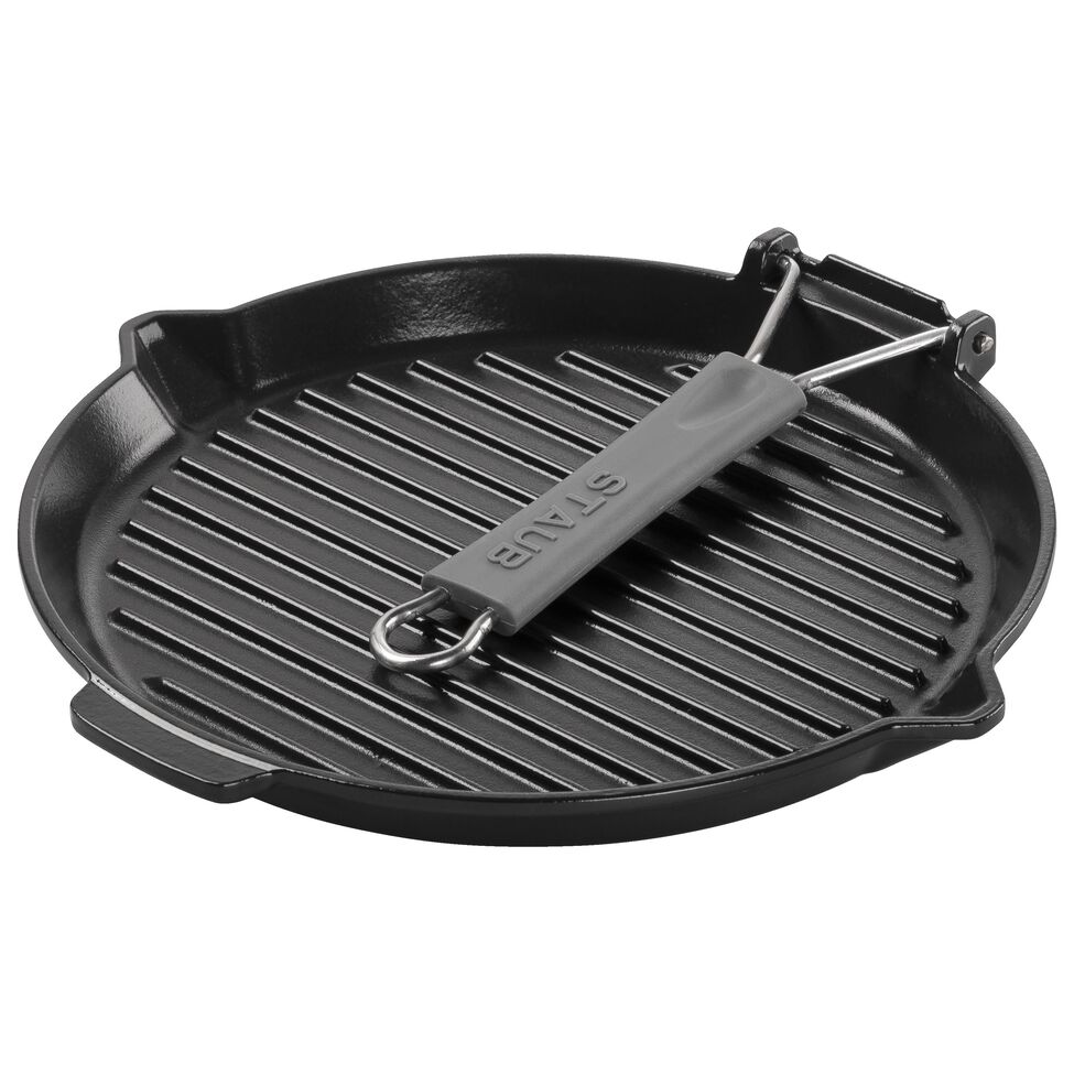 Grillpfanne mit Ausgießnase 28 cm, Gusseisen, Schwarz