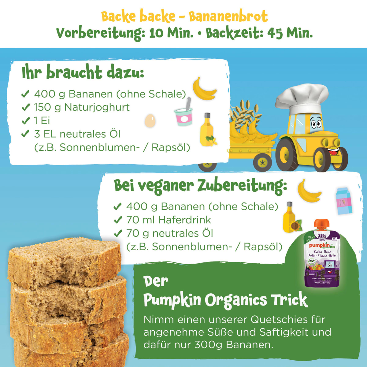 Backmischung Bananenbrot Hafer & Dinkel, ab 3 Jahren, 350 g