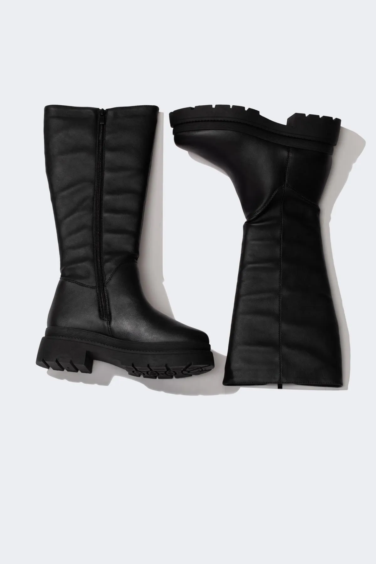 DeFacto  Damen-Winterstiefel aus Kunstleder mit dicker Sohle