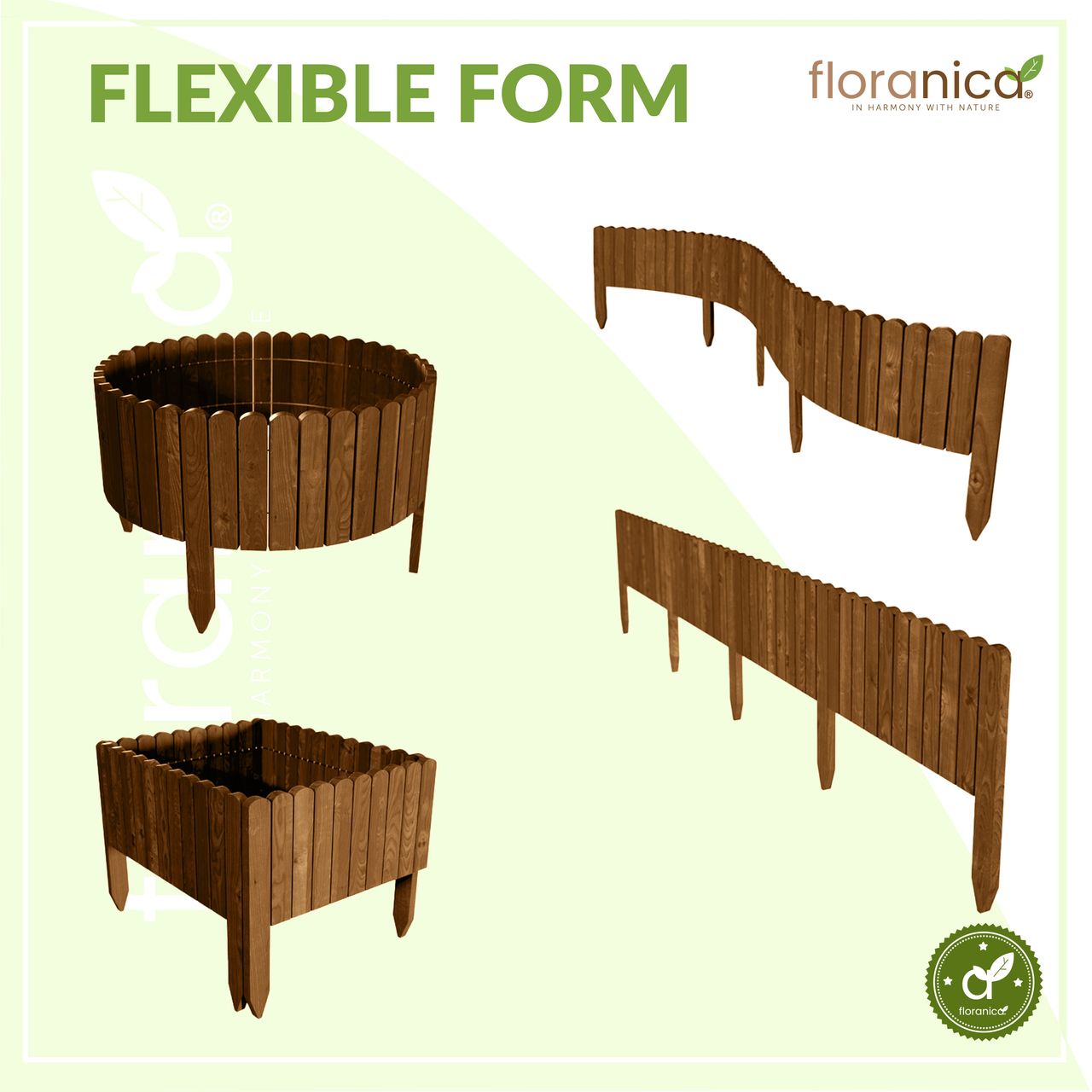 Pemicont Rollborder Flexibler Holzzaun Rolborder Beeteinfassung Rasenkante Gartenzaun