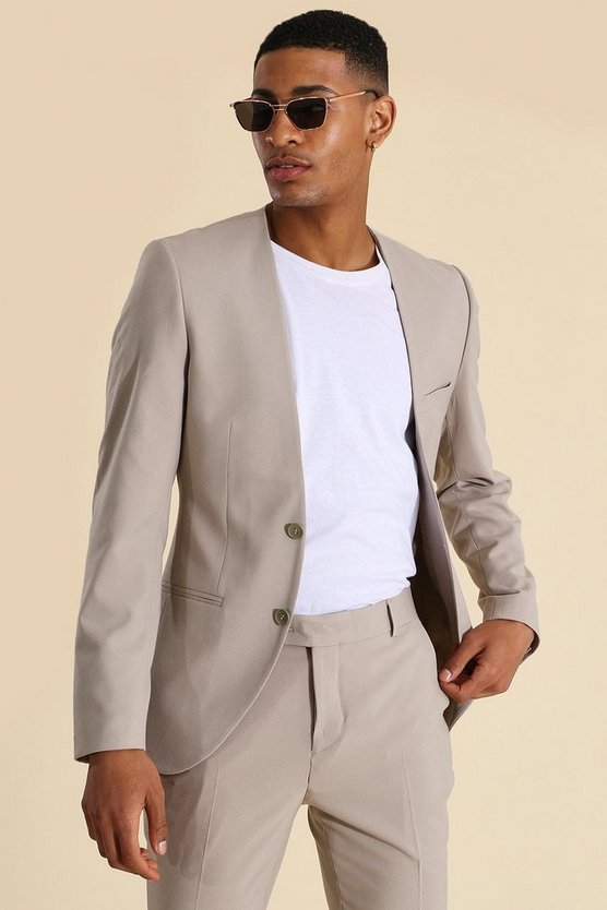Einreihiger kragenloser Skinny Blazer