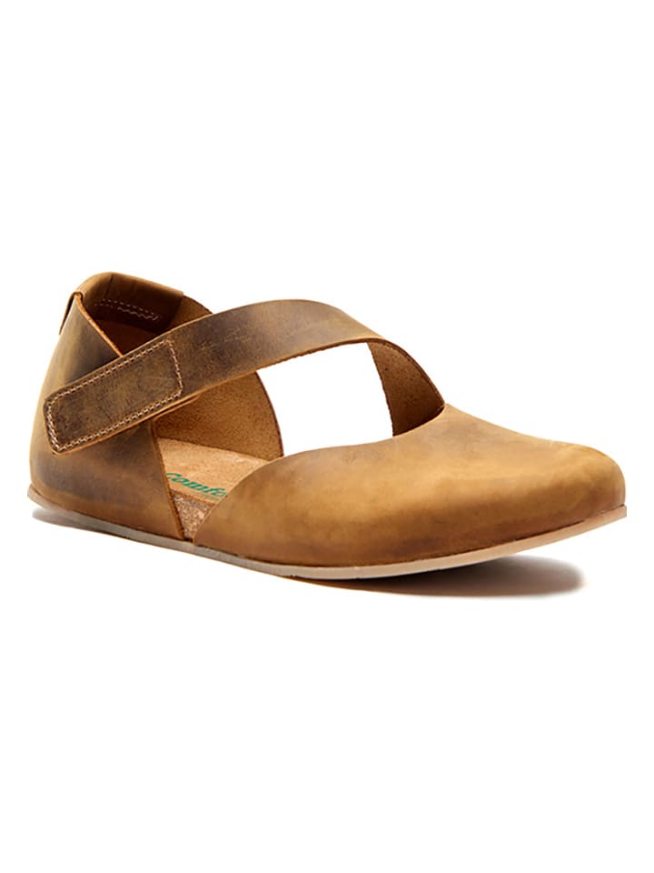 Comfortfusse Leder-Ballerinas in Hellbraun günstig kaufen