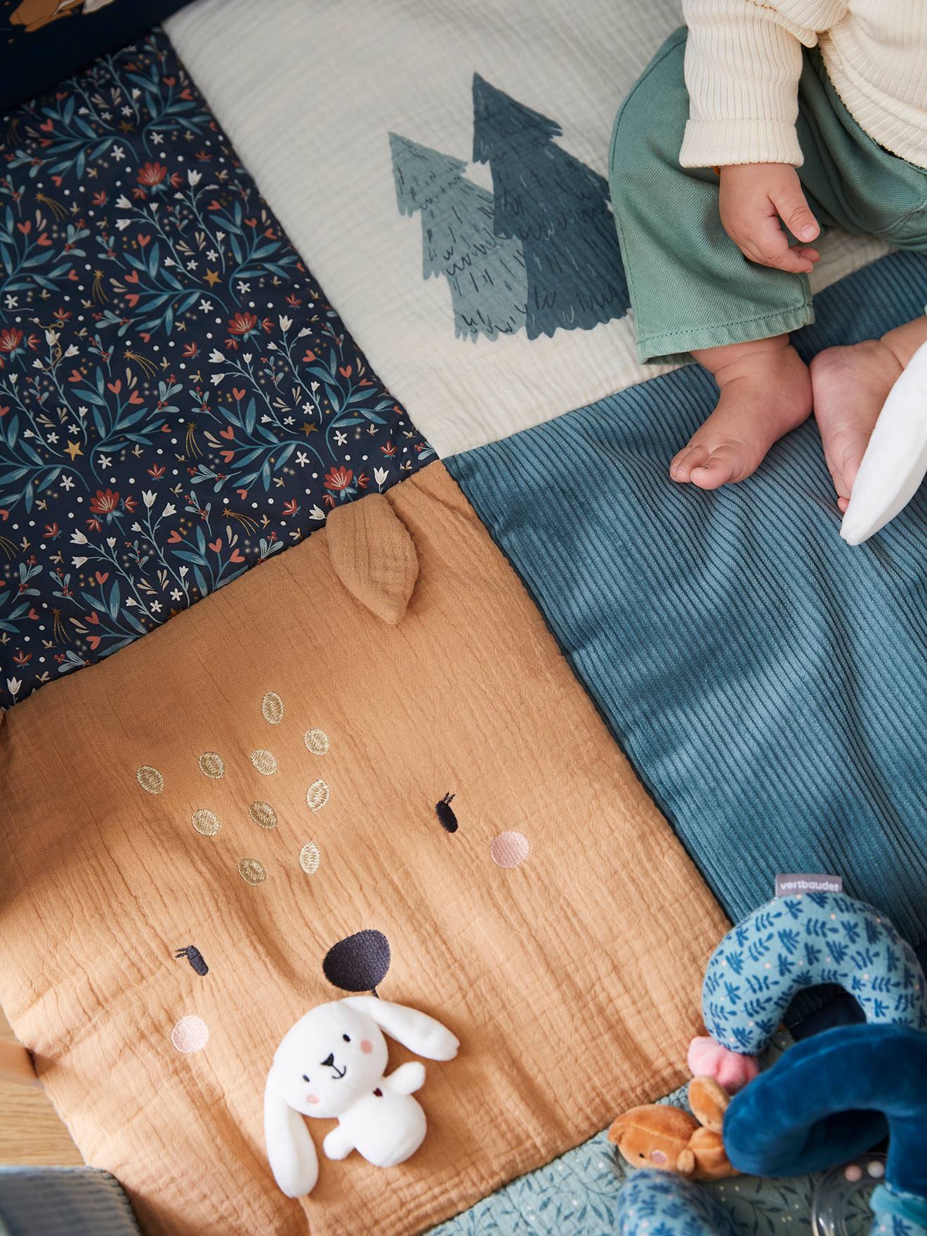 Vertbaudet Baby Spieldecke/ Laufstalleinlage MAGIC FOREST Oeko-Tex - grün bedruckt